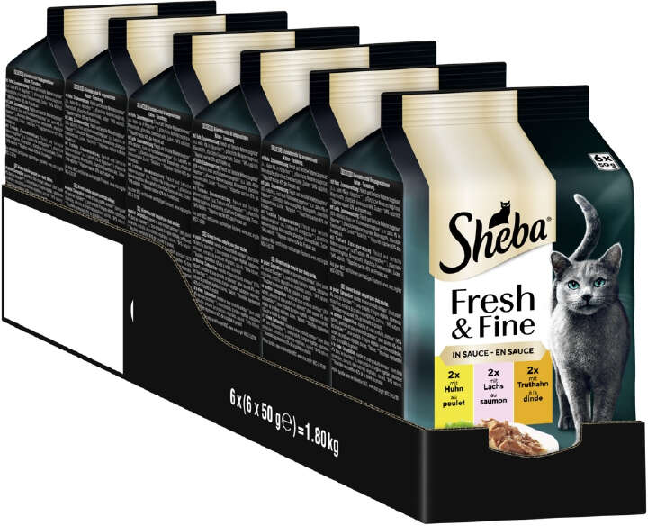 Sheba Katzen-Nassfutter Fresh+Fine Pack Huhn, Lachs & Truthahn